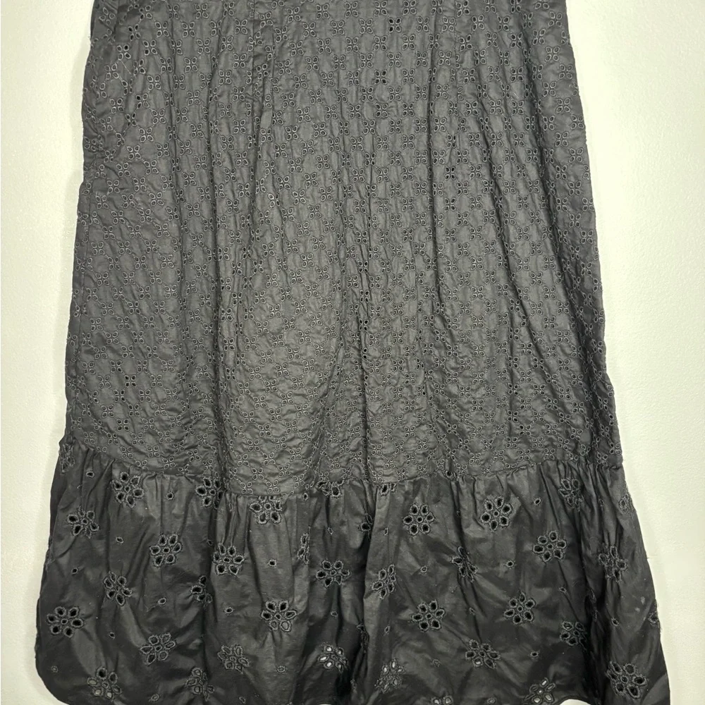 LOFT Women’s black cotton eyelet skirt cottage witchy fairy goth fitted layers - Picture 8 of 8